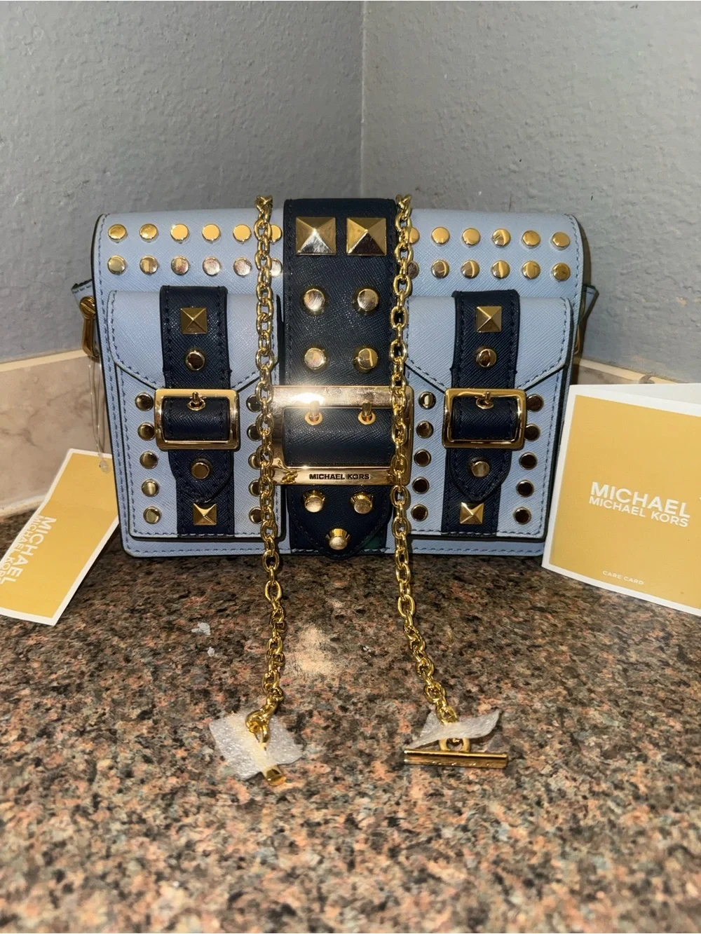 Michael Kors Hayden Medium Studded Saffiano Messenger Bag